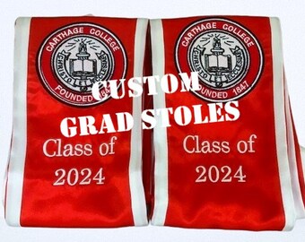 Custom Graduation Stole, Trimmed Stoles Graduation, Grad Stoles, Grad Sash, Graduation Gifts, Custom Embroidery Grad Stole, Fast Shipping