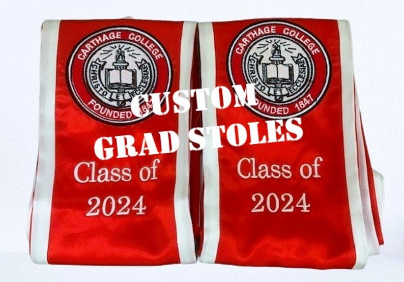Custom Graduation Stole, Trimmed Stoles Graduation, Grad Stoles, Grad Sash, Graduation Gifts, Custom Embroidery Grad Stole, Fast Shipping image 1