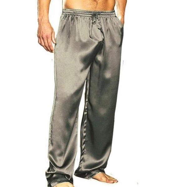 Q2-Personalized Men silk satin long pants Mens Silk Satin Pajamas Lounge Pants Men Sleepwear Underwear Men Trousers Nightwear Men pajamas