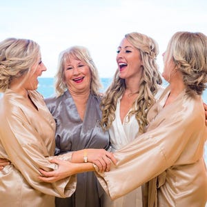 Customizable Silk Satin Bridesmaid Robes, Embroidered Names, Plus Size Available, Wedding Prep Robes, Personalized Bridal Party image 11