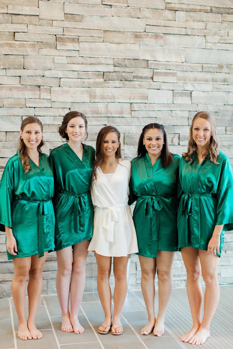 Bridesmaid Robes Green wedding robes bridesmaid silk robe Etsy