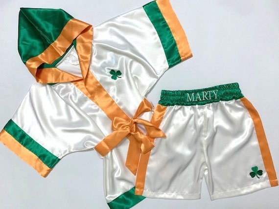 CUSTOM Made NATIONAL FLAG Ireland Boxing Robe Set American Flag