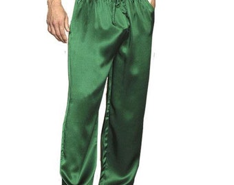 Q2-Personalized Men silk satin long pants Mens Silk Satin Pajamas Lounge Pants Men Sleepwear Underwear Men Trousers Nightwear Men pajamas