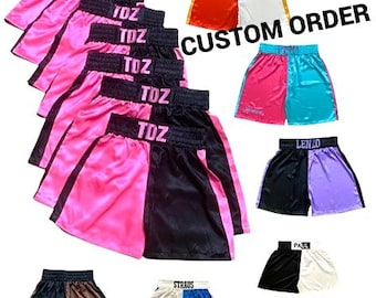 CUSTOM Embroidered and personalized Silk Boxing Shorts Boxing Trunks for Adults and kids boxing Trunks Boxing Short men Shorts baby shorts
