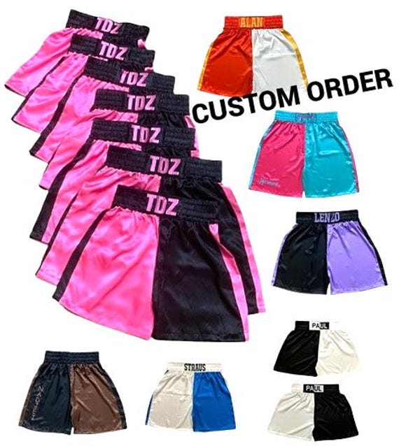 CUSTOM Embroidered and personalized Silk Boxing Shorts Boxing Trunks for Adults and kids boxing Trunks Boxing Short men Shorts baby shorts
