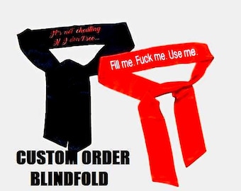 Custom Silk Satin Blindfold, Embroidered Sleeping Mask (62")-200 colors available