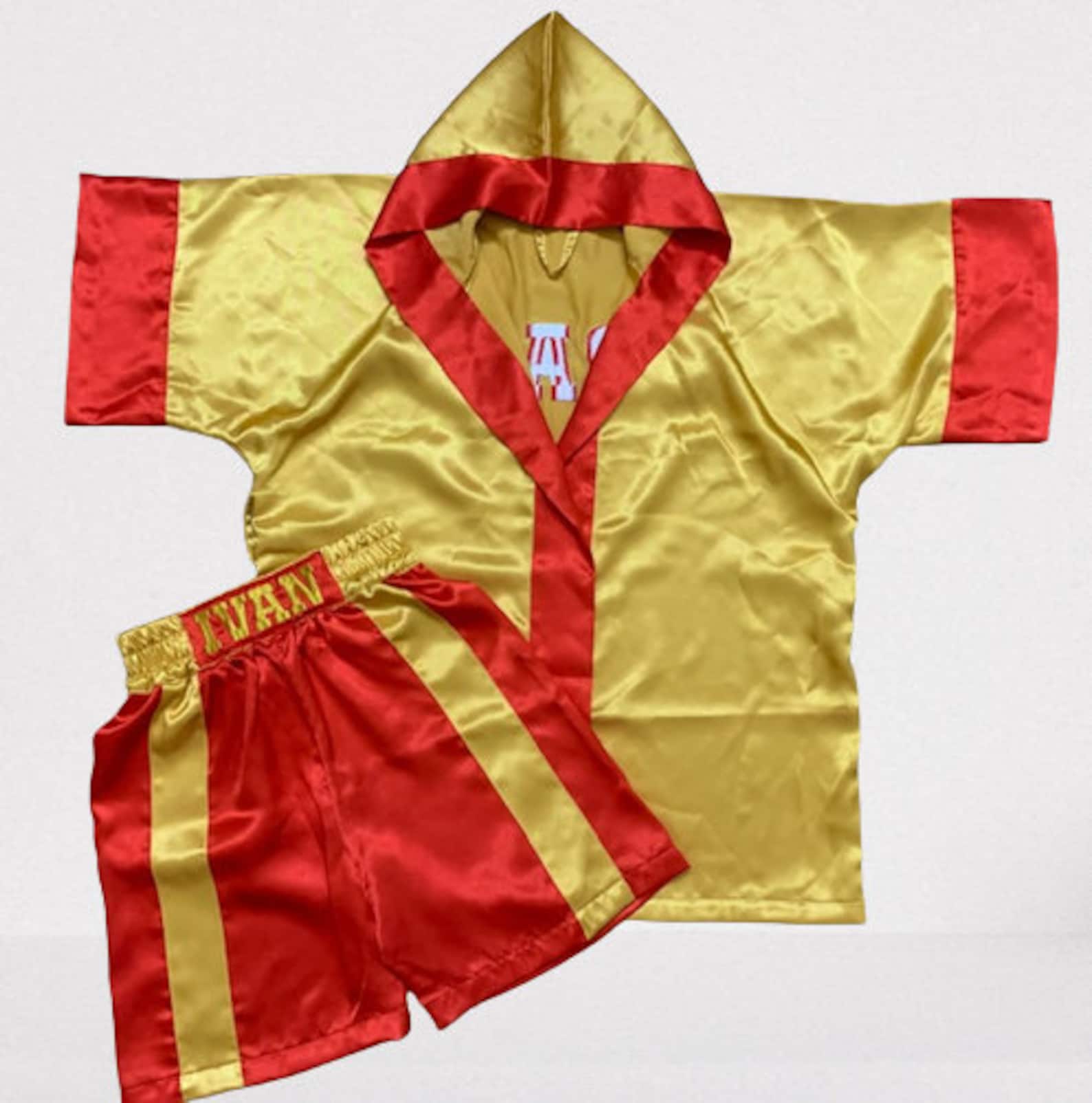 CUSTOM Made Ivan Drago Satin Boxing Robe Trunk Set Boxing Outfit ...