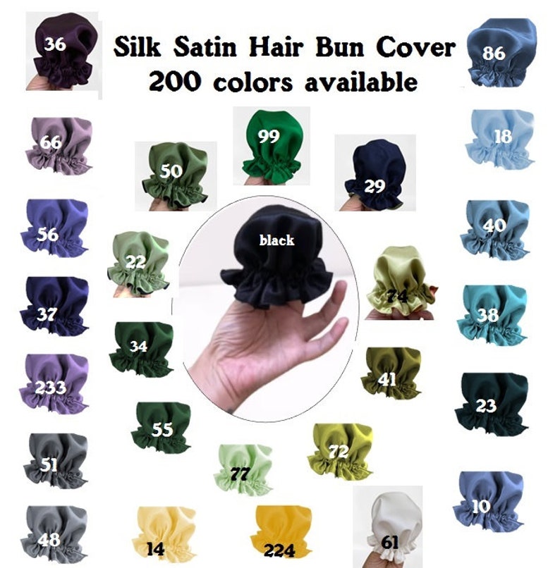 Silk Satin Hair Bun Cover, Silk Satin Hair Bun Holder, Silk Hair Protection Accessory, Beaut Buns, Satin Bun Cover Custom made image 1