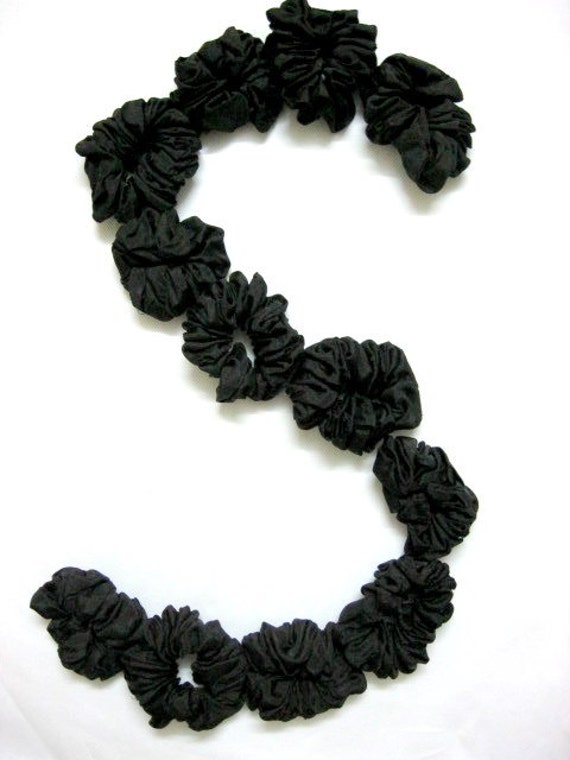 10 Black Silk Satin Hair Scrunchies Silk Hair Ties Silk Etsy