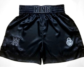 Short de boxe noir brodé et personnalisé sur mesure pour adulte et enfant Short de boxe pour homme Short de boxe pour bébé