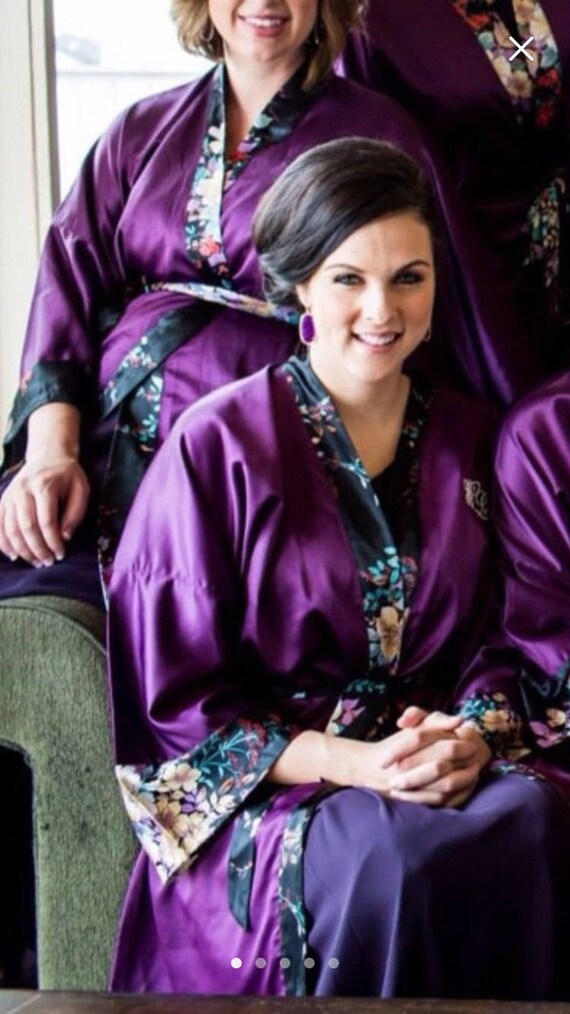 Bridesmaid Robes Purple wedding robes bridesmaid silk robe Etsy