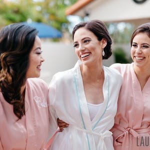 Embroidered Silk Satin Bridesmaid Robes, Personalized Custom Name, Bridal Party Wedding Morning, Getting Ready, Bridal Shower Gift image 15