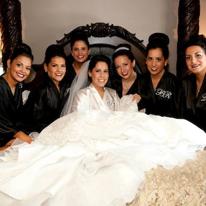 BLACK Bridesmaid Robes, Black wedding robe, bridesmaid silk robe, personalized silk robe, bath robe, bachelorette party robe, plus size robe image 5