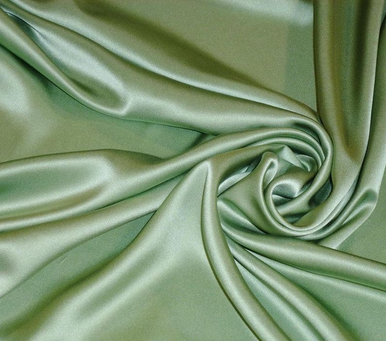 Silk Satin Fabric Sage Green Silk Supplies Fabric by Yard Silk - Etsy UK