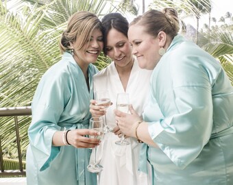 Plus Size Silk Satin Bridesmaid Robe, Personalized Bridal Party Gift