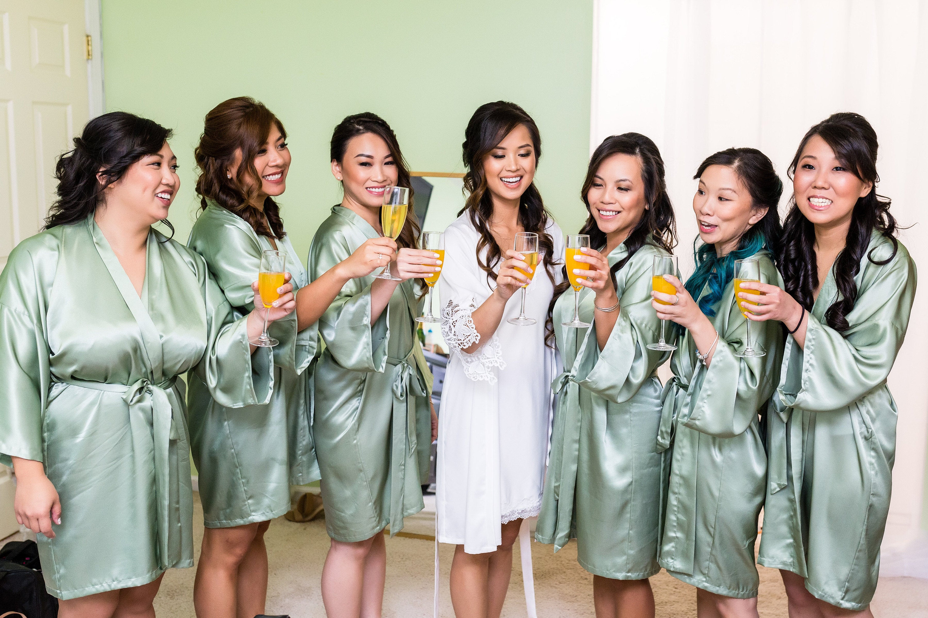 Bridesmaid robes Sage Green wedding robes bridesmaid silk robe Etsy