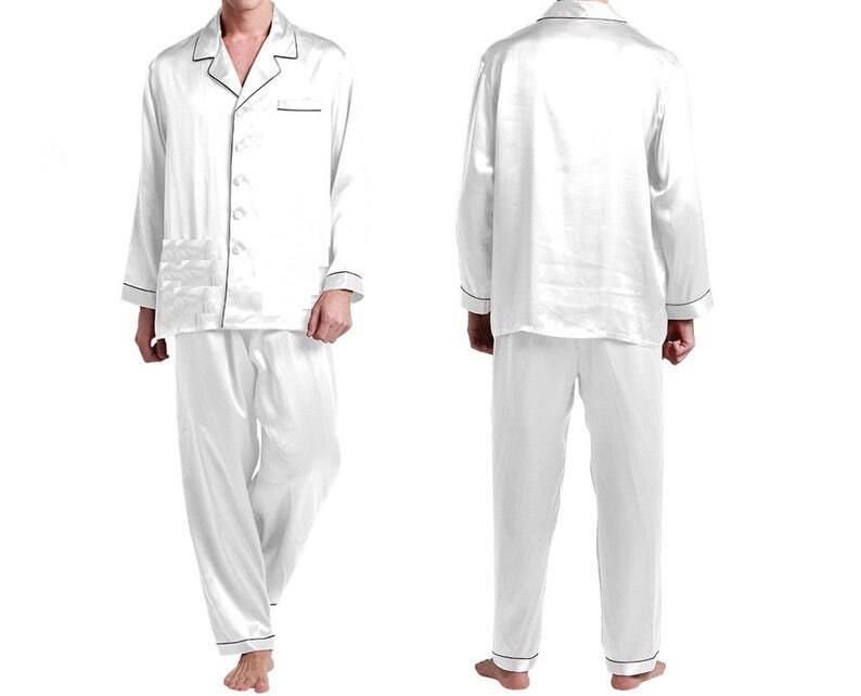 P2-personalized Silk Satin Pajamas Men Pajamas Long Sleeves - Etsy