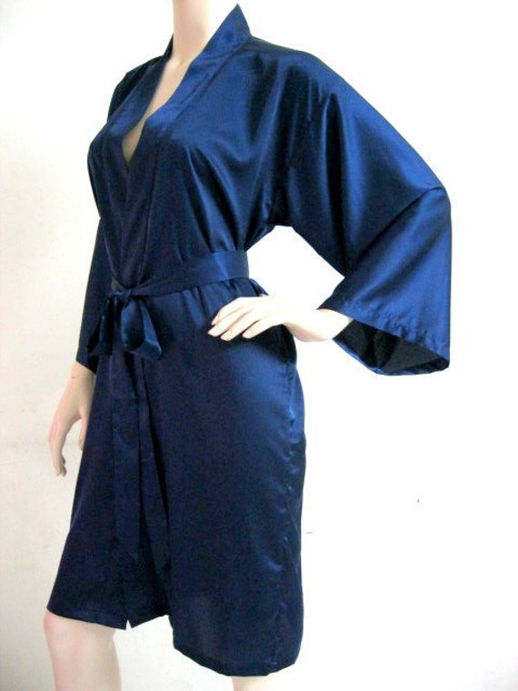 Silk Satin bridesmaid robe Navy robes bridesmaid dressing gown Etsy
