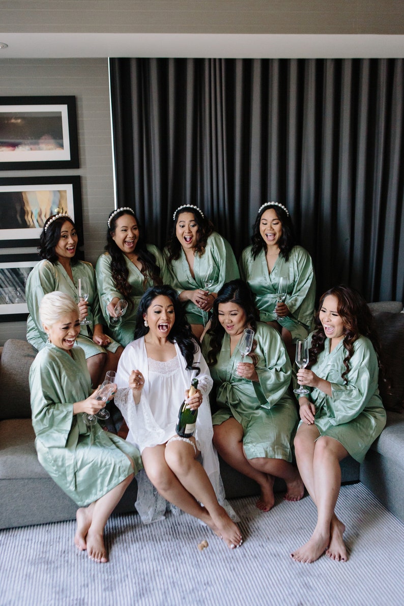 Bridesmaid robes Sage Green wedding robes bridesmaid silk robe Etsy