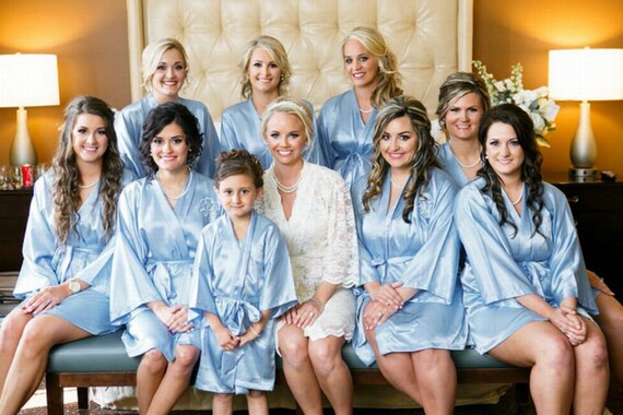 blue bridesmaid robe