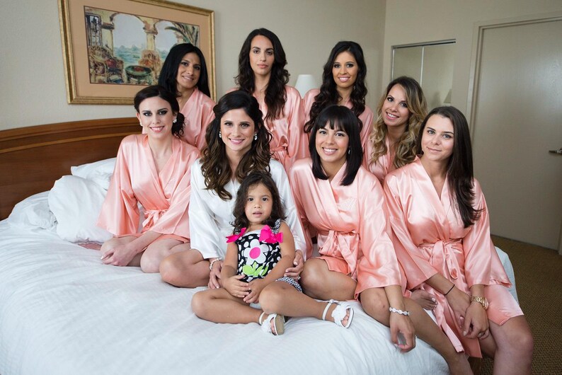 Embroidered Silk Satin Bridesmaid Robes, Personalized Custom Name, Bridal Party Wedding Morning, Getting Ready, Bridal Shower Gift image 13