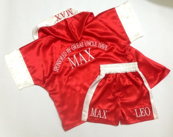 K3-CUSTOM Made Satin Baby BOXING Robe Trunk Set Boxing Outfit Personalized  Baby Outfit Boxer Costume Little Fighter Outfit Boxing Trunks 
