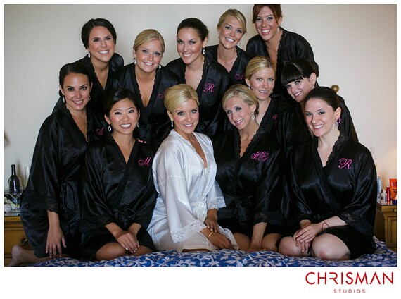 black bridesmaid robe