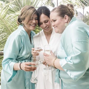 Customizable Silk Satin Bridesmaid Robes, Embroidered Names, Plus Size Available, Wedding Prep Robes, Personalized Bridal Party image 17