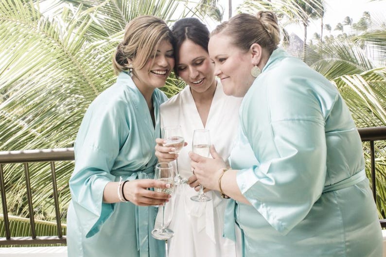 Customizable Silk Satin Bridesmaid Robes, Embroidered Names, Plus Size Available, Wedding Prep Robes, Personalized Bridal Party image 17