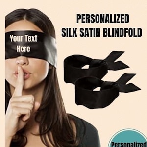 Benda per gli occhi in raso di seta personalizzata Maschera per dormire in seta 155 cm/62”/Fascia da polso Giocosa/ Morbida maschera per dormire in raso/Nero