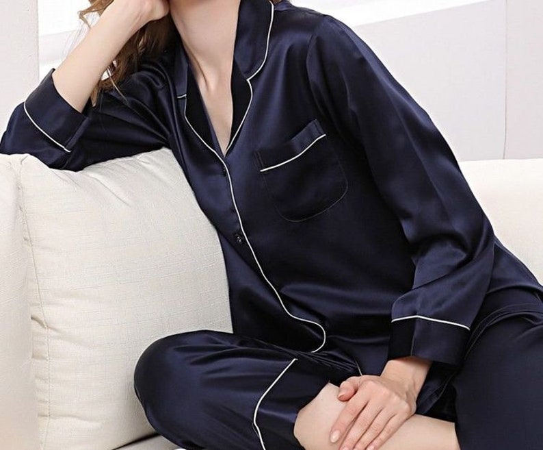 P7personalized Silk Satin Pajamas Bridesmaid Pajamas Long Etsy