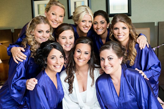 royal blue bridesmaid robes