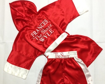 K3-CUSTOM Made Satin Baby Boxing Robe Trunk set Boxing Outfit Personalized baby boxer outfit Boxer costume little fighter outfit boxing