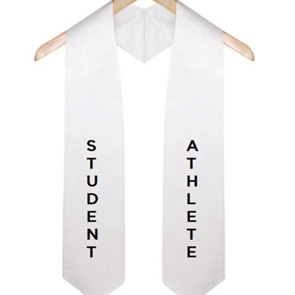 Custom Student Athlete Satin Graduation Sash and  Stoles - White Satin-Embroidery Graduation Stoles - Graduation Gifts