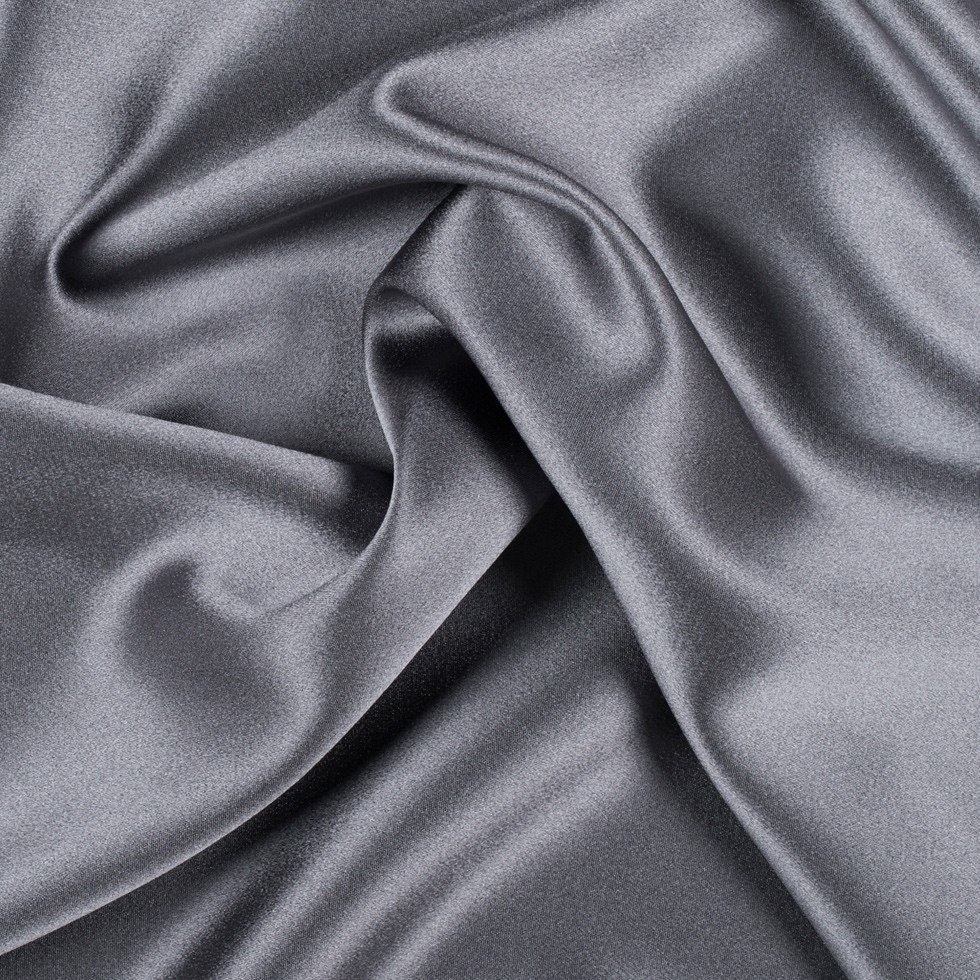 Runway Silks Light Gray Silk Charmeuse Fabric by The Yard (100% Silk)