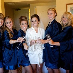 Customizable Silk Satin Bridesmaid Robes, Embroidered Names, Plus Size Available, Wedding Prep Robes, Personalized Bridal Party image 19