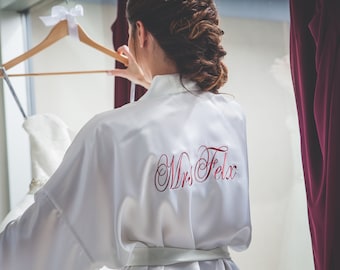 Braut weißes Gewand / Braut Seidengewand / sexy Braut Seidengewand / waschbares Seidengewand / langes Braut Seidengewand / Dessous Bademäntel