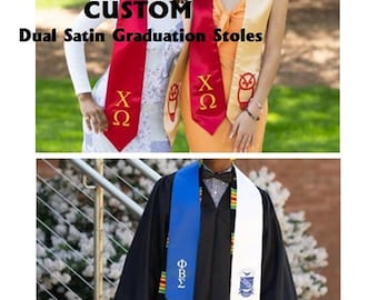 Greek Letters Graduation Stole 72”, Custom Sorority Satin Sash, Personalized Graduation Gift for College Students, High Quality Grad Stole