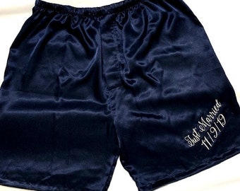 S4-Men silk satin shorts Mens Silk Satin Pajamas Pants Lounge Pants Sleep Bottoms Men Sleepwear Underwear Boxers Shorts Nightwear