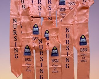 Custom Nurse Graduation Stole 2024 Embroidery nursing Class of 2024, BSN RN sash nurses with medical logo, graduation sash gift for nurses