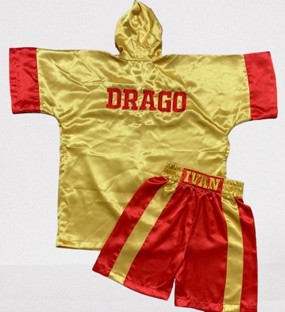 CUSTOM Made Ivan Drago Satin Boxing Robe Trunk Set Boxing Outfit