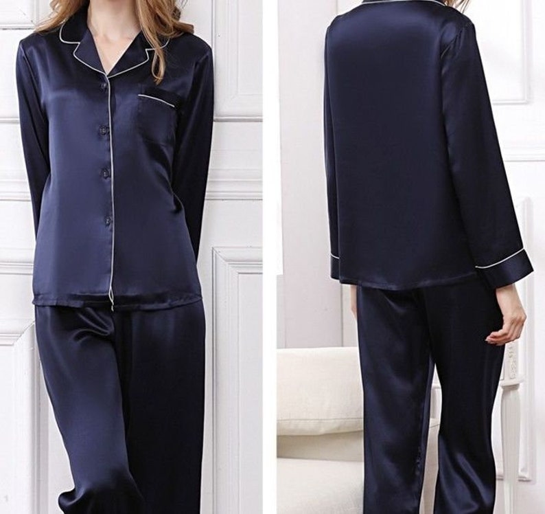 P7personalized Silk Satin Pajamas Bridesmaid Pajamas Long Etsy