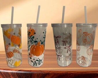 DTF Wrap Acrylic Can Cup with Lid and Straw