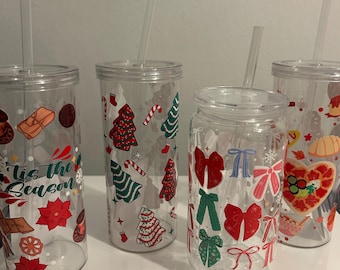 DTF Wrap Acrylic Can Cup with Lid and Straw