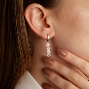 Personalized Birth Flower Earrings: Sterling Silver, Gold or Rose Gold