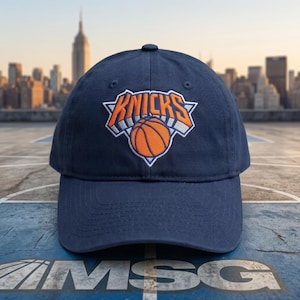 New York Basketball Logo Washed Baseball Cap Playoff Gear