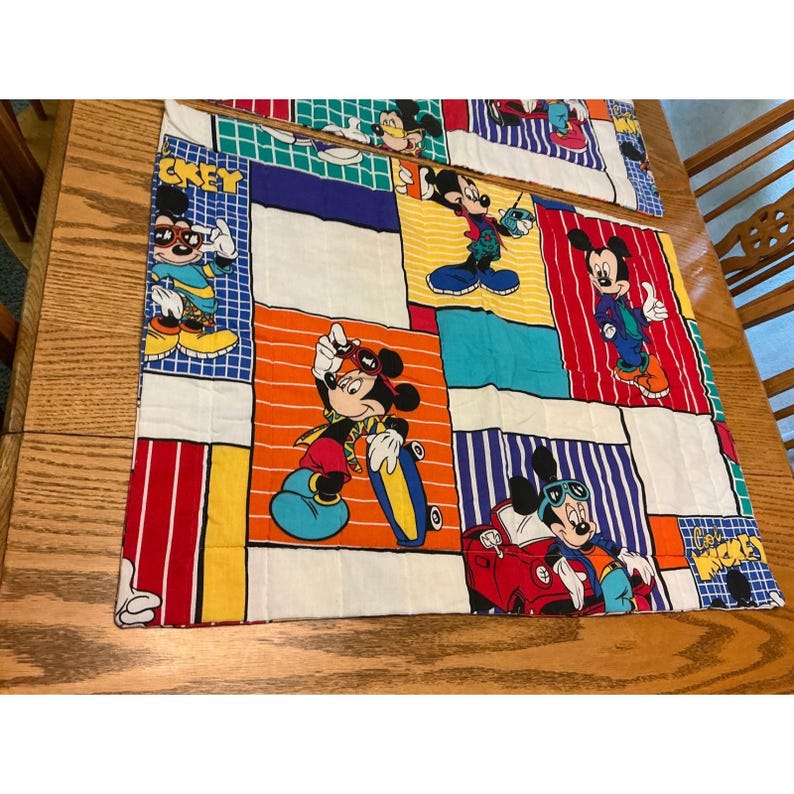Vintage 90 Disney Cool Mickey Mouse Bedding Retro Flat Sheet Pillowcases blanket image 10