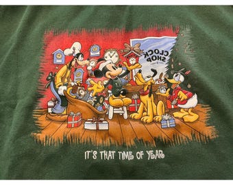 Vintage Disney Micky Maus Weihnachten Sweatshirt Grün XL Made in USA 1990er Jahre