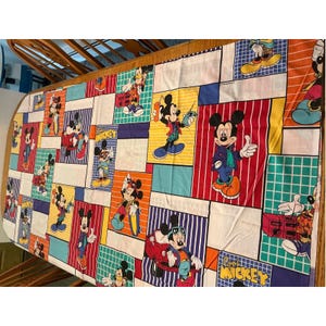 Vintage 90 Disney Cool Mickey Mouse Bedding Retro Flat Sheet Pillowcases blanket image 2