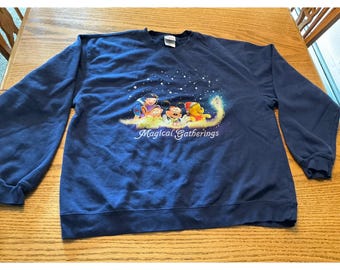 Disney Store Magical Gatherings Sweatshirt Navy Blue Mickey Pooh Snow White XL